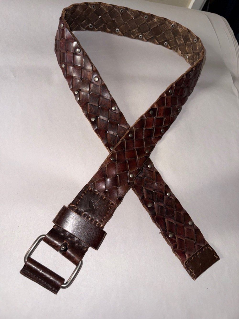 American eagle Y2K brown leather braided belt size s/m